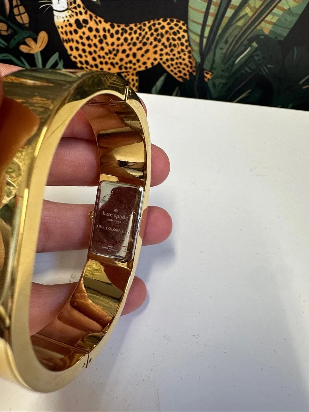 kate spade Gold Crystal Pavé Bangle Watch with White Mother of Pearl Dial